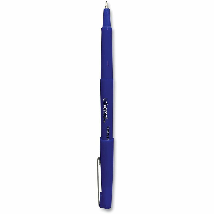Porous Point Pen, Stick, Medium 0.7 mm, Blue Ink, Blue Barrel, Dozen