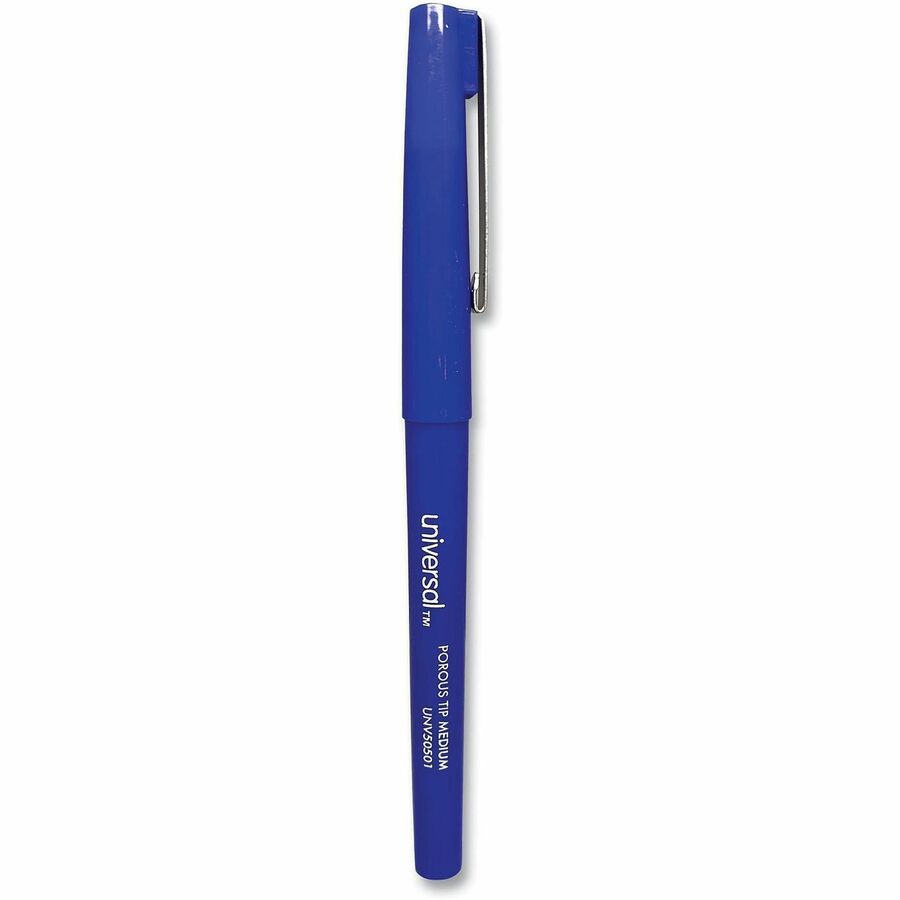 Porous Point Pen, Stick, Medium 0.7 mm, Blue Ink, Blue Barrel, Dozen