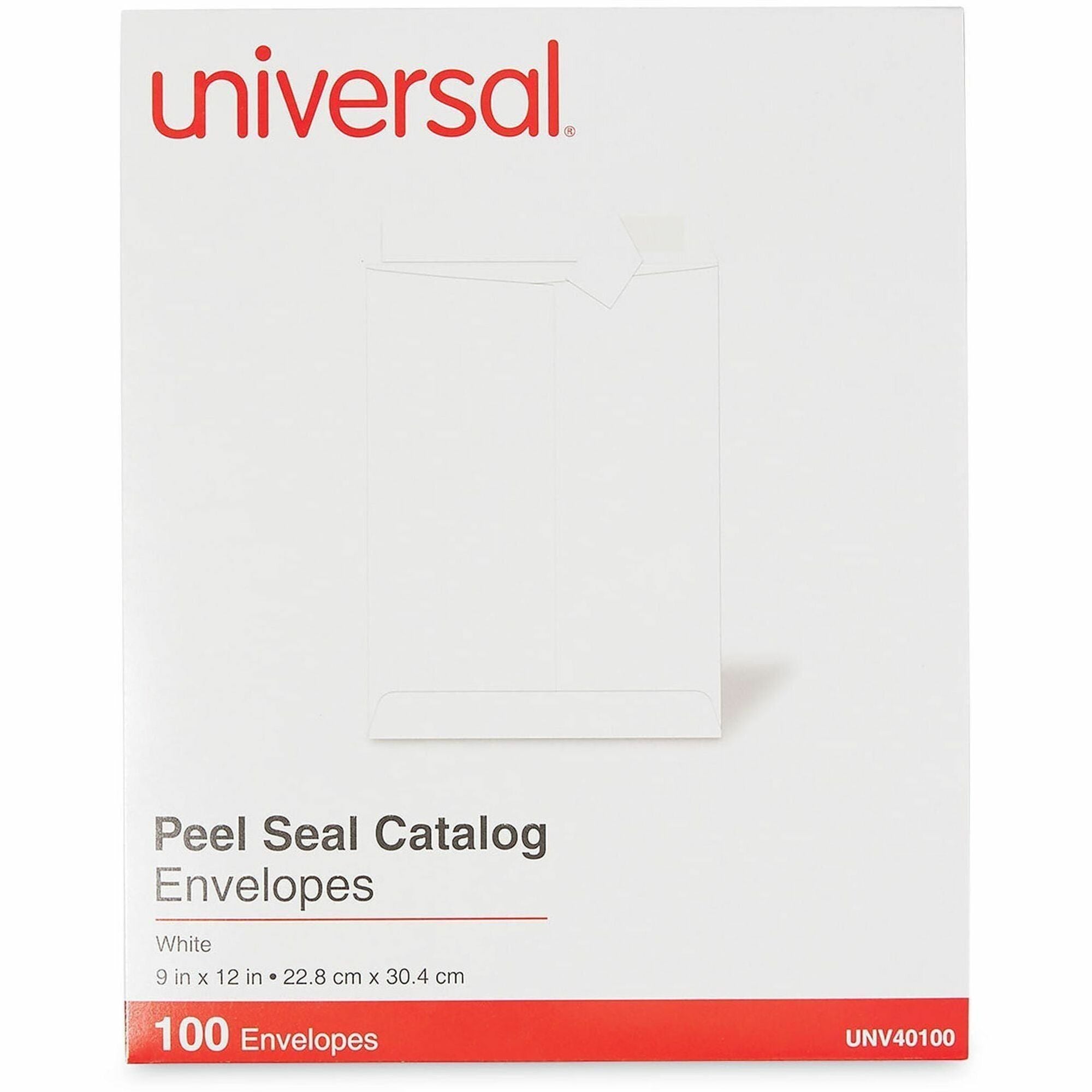 Peel Seal Strip Catalog Envelope, #10 1/2, Square Flap, Self-Adhesive Closure, 9 x 12, White, 100/Box