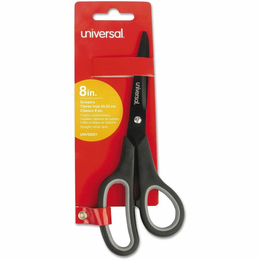 Industrial Carbon Blade Scissors, 8" Long, 3.5" Cut Length, Black/Gray Straight Handle