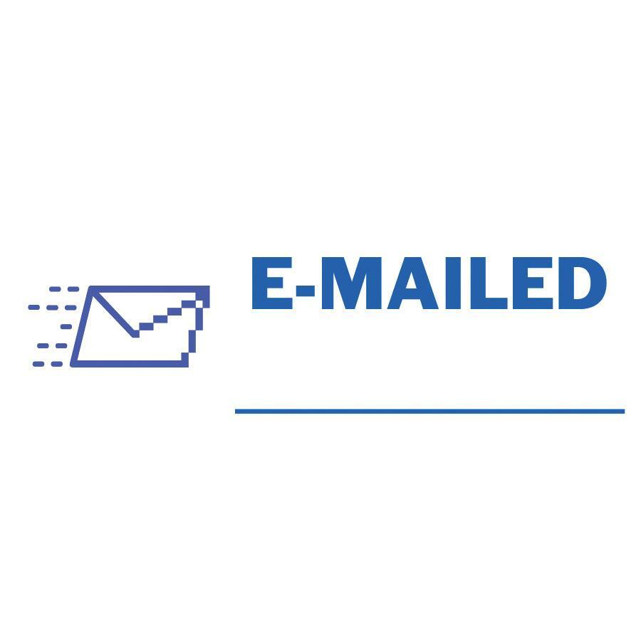 Pre-Inked Shutter Stamp, Blue, EMAILED, 1.63 x 0.5