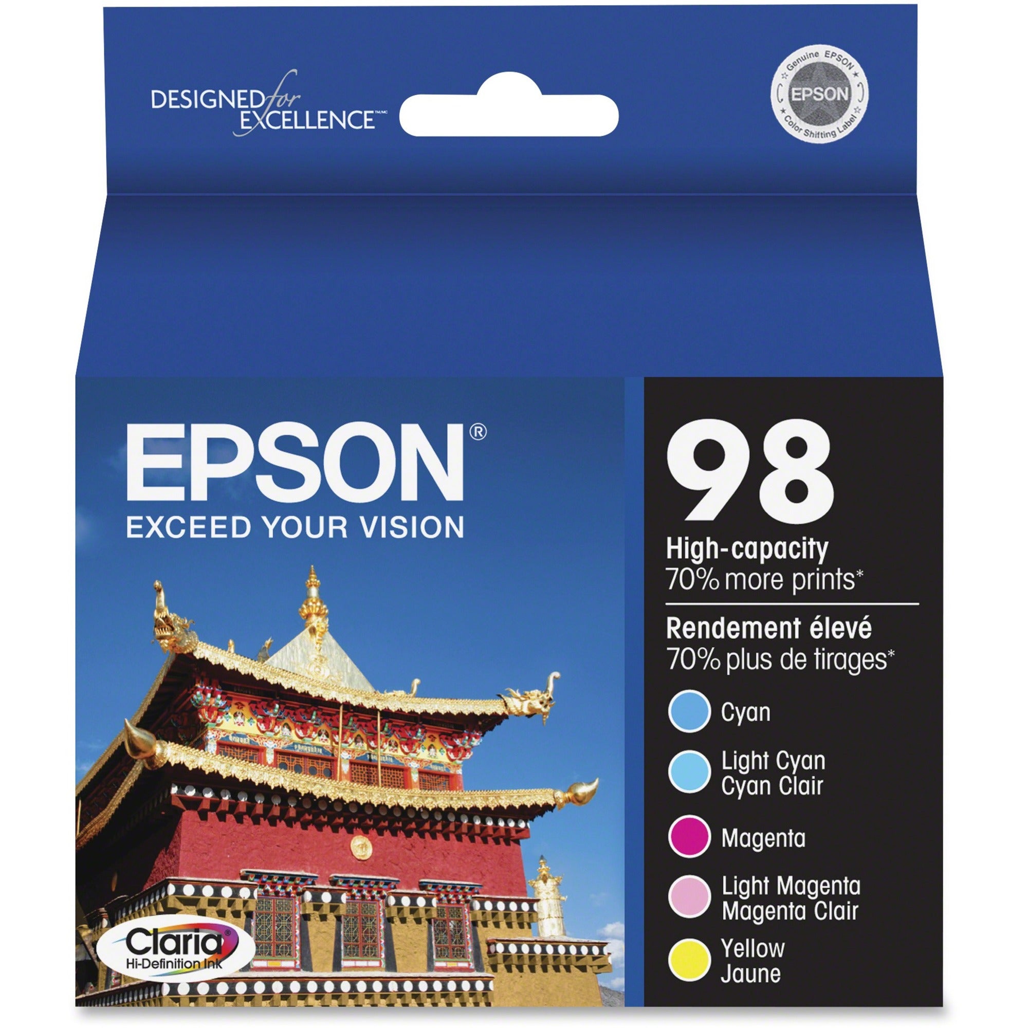 T098920-S (99) Claria High-Yield Ink, 450 Page-Yield, Cyan/Light Cyan/Light Magenta/Magenta/Yellow
