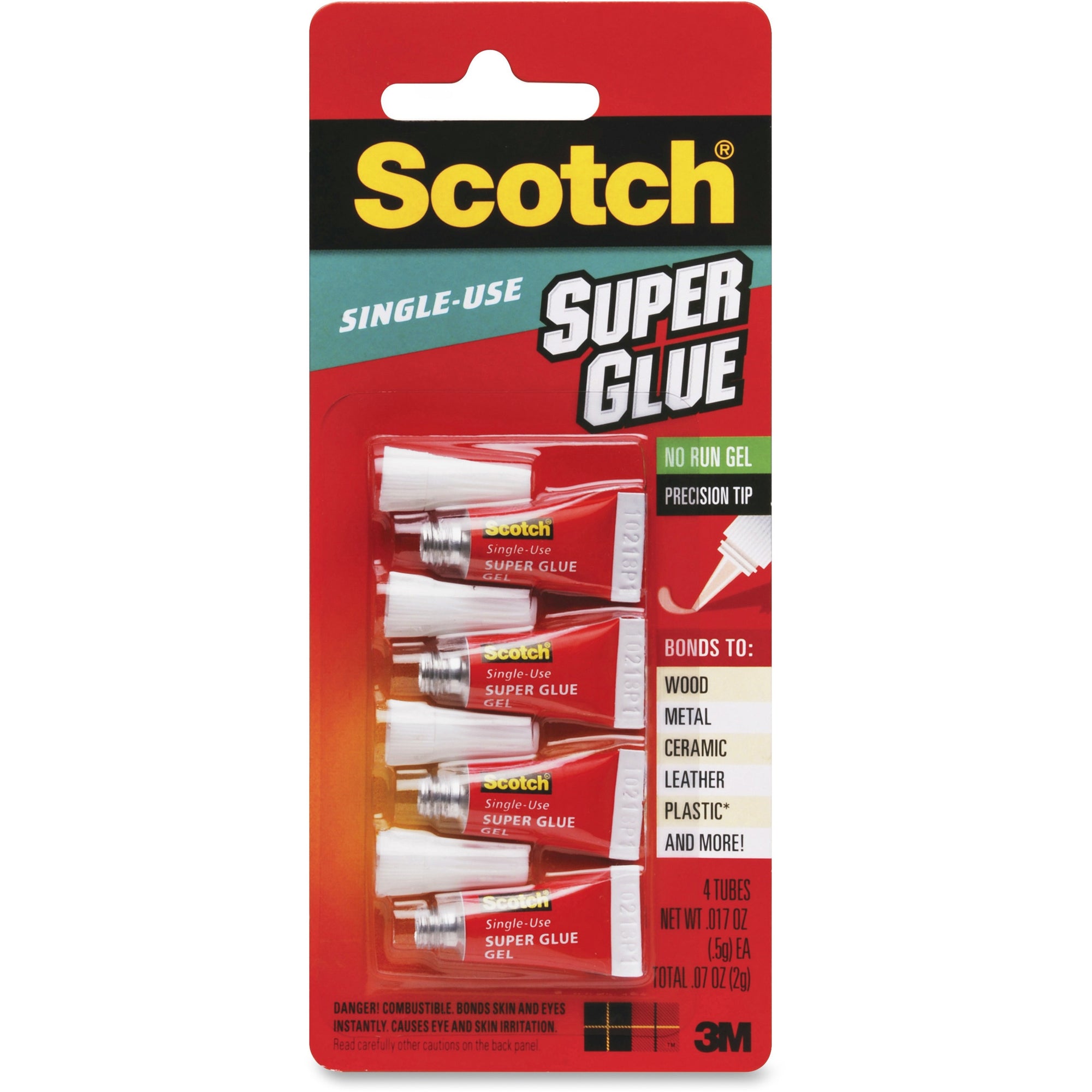 Scotch Super Glue Gel - 0.05 grams Single-Use Tubes - 0.02 oz - 1 / Pack - 
