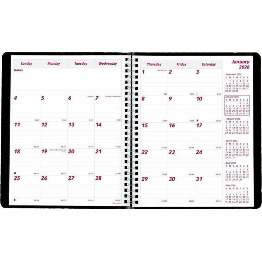 Essential Collection 14-Month Ruled Monthly Planner, 8.88 x 7.13, Black Cover, 14-Month (Dec to Jan): 2023 to 2025