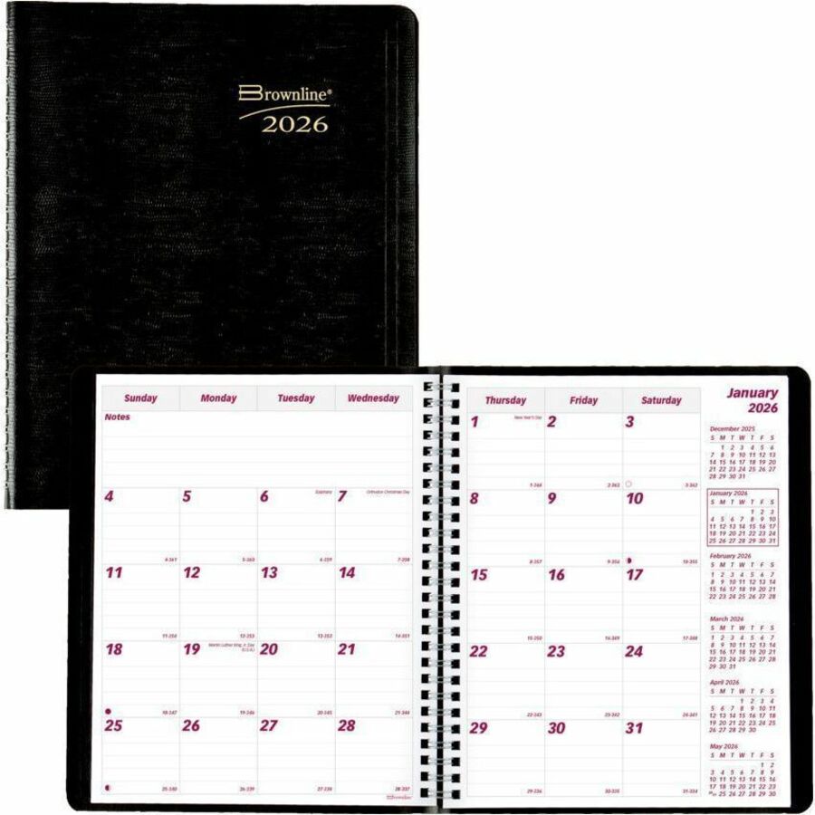 Essential Collection 14-Month Ruled Monthly Planner, 8.88 x 7.13, Black Cover, 14-Month (Dec to Jan): 2023 to 2025