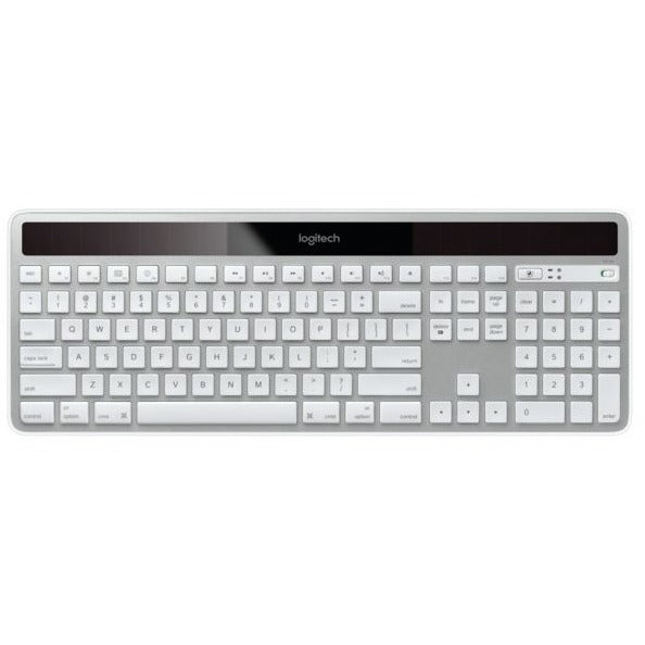 Logitech Wireless Solar Keyboard K750 for Mac - Gray - Brown Box - Wireless Connectivity - RF - 32.81 ft - 2.40 GHz - USB Interface Multimedia, Eject, Brightness Hot Key(s) - Mac - Silver - 