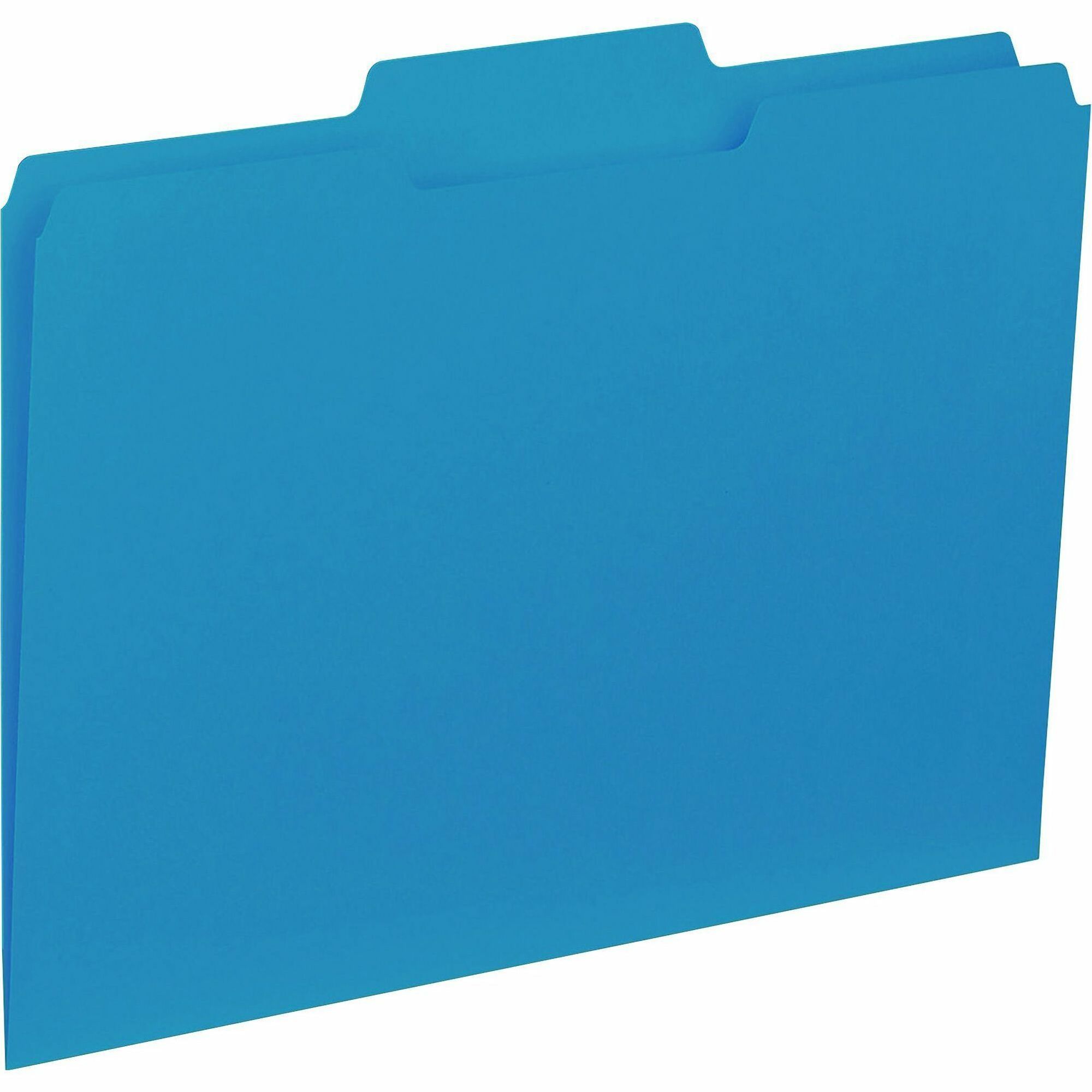 Business Source 1/3 Tab Cut Letter Recycled Top Tab File Folder - 8 1/2" x 11" - Top Tab Location - Assorted Position Tab Position - Blue - 10% Recycled - 100 / Box - 