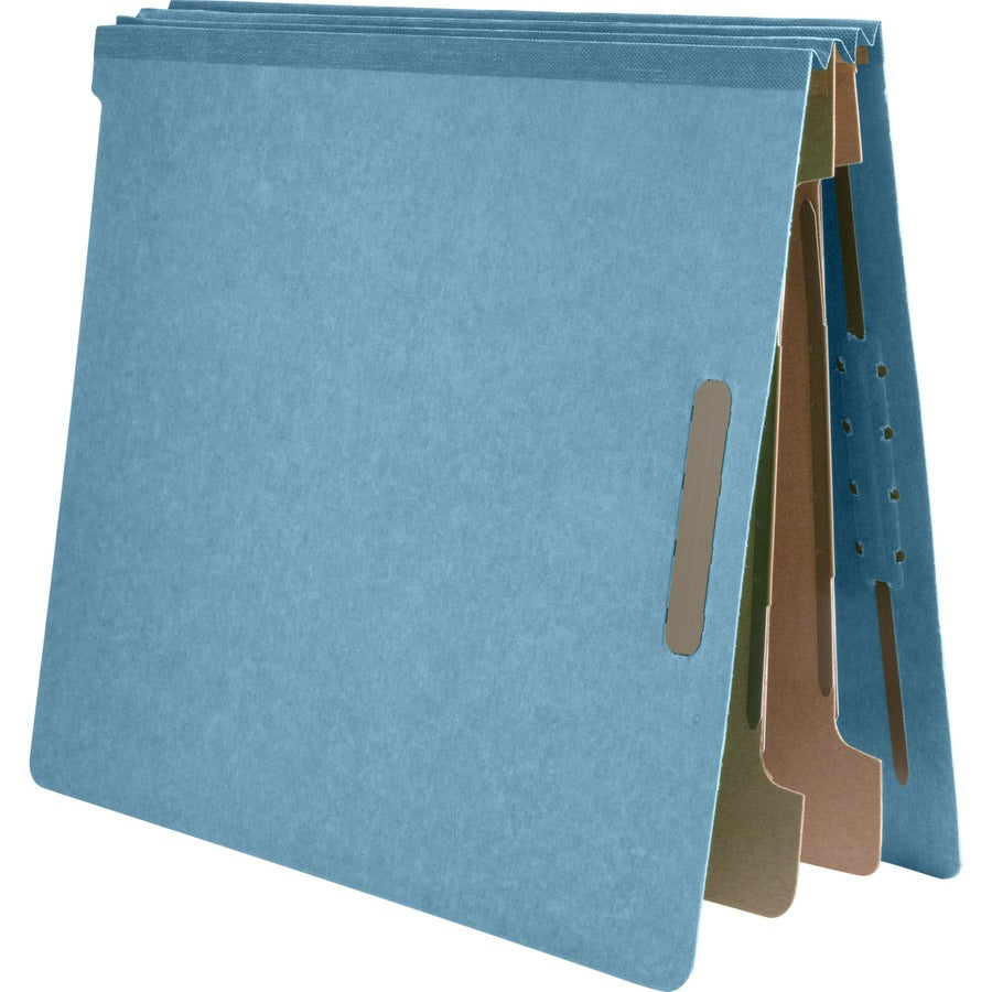 Nature Saver Letter Recycled Classification Folder - 8 1/2" x 11" - End Tab Location - 2 Divider(s) - Fiberboard - Blue - 100% Recycled - 10 / Box