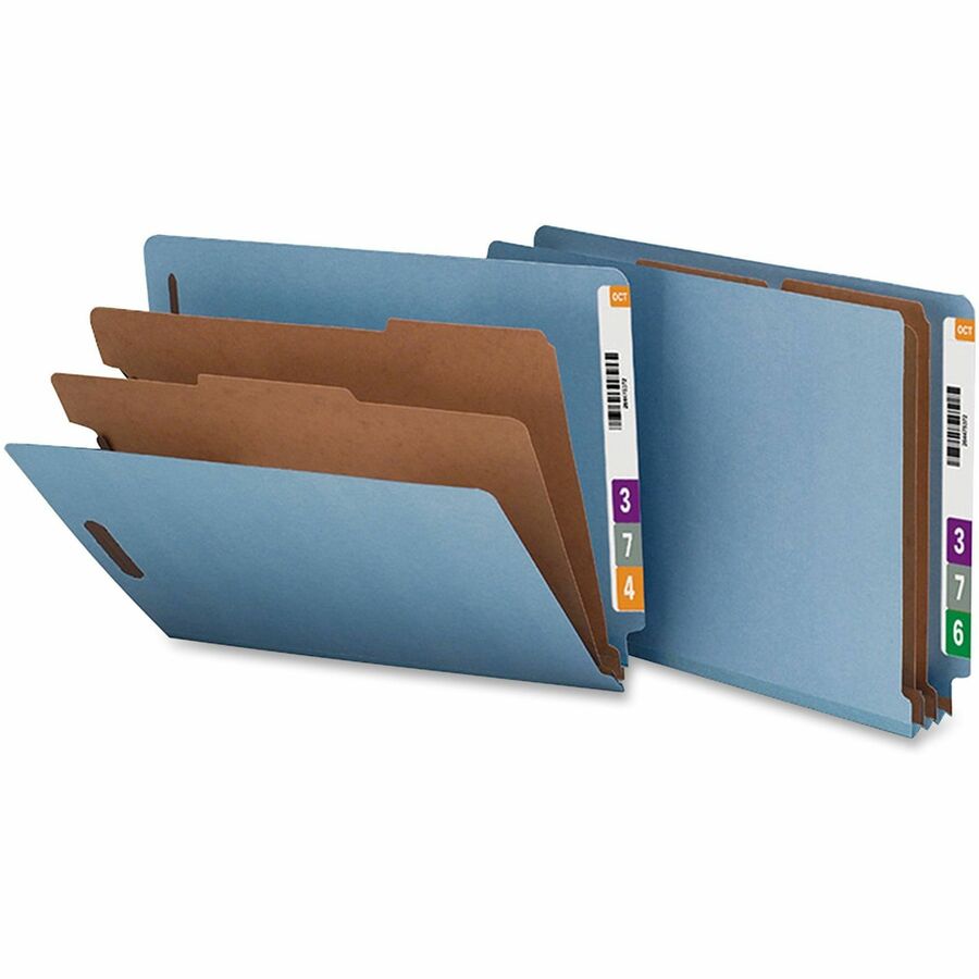 Nature Saver Letter Recycled Classification Folder - 8 1/2" x 11" - End Tab Location - 2 Divider(s) - Fiberboard - Blue - 100% Recycled - 10 / Box - 