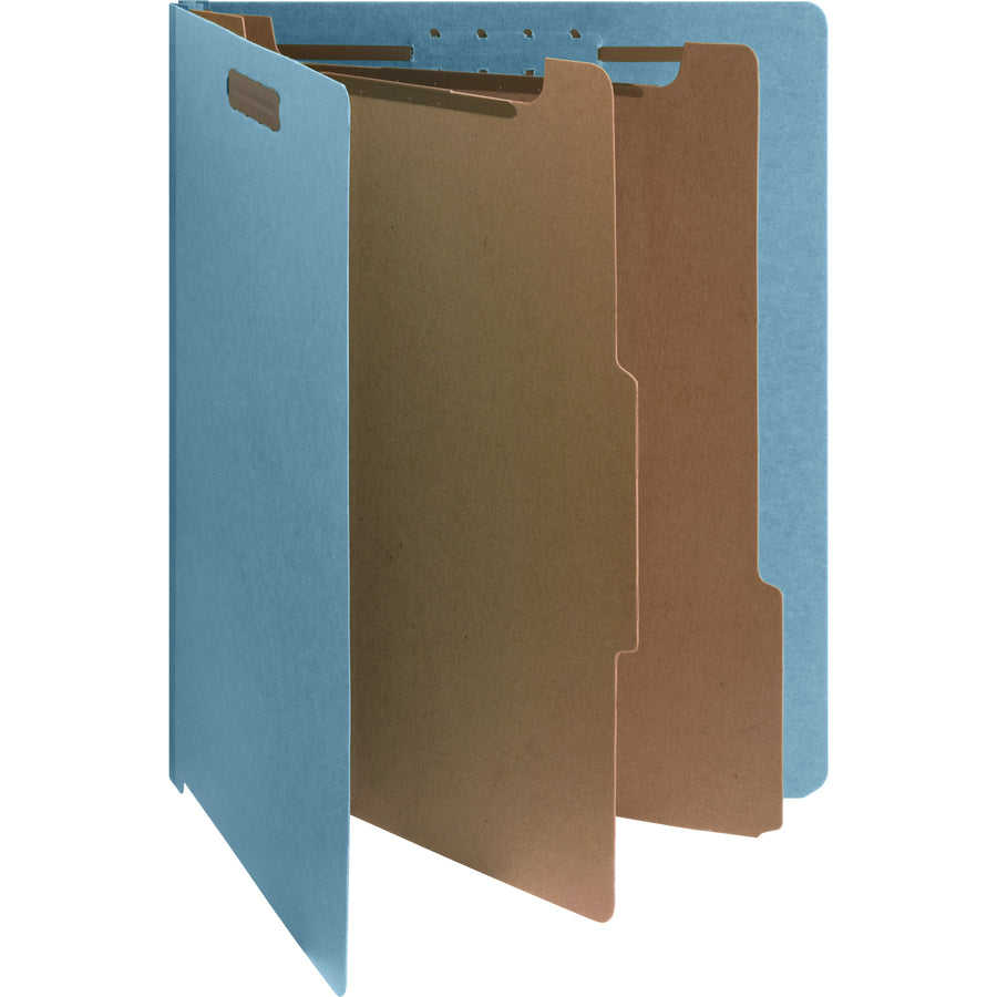 Nature Saver Letter Recycled Classification Folder - 8 1/2" x 11" - End Tab Location - 2 Divider(s) - Fiberboard - Blue - 100% Recycled - 10 / Box - 