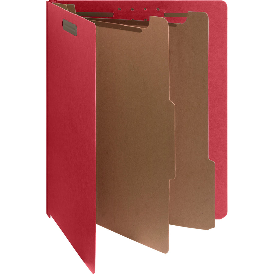 Nature Saver Letter Recycled Classification Folder - 8 1/2" x 11" - End Tab Location - 2 Divider(s) - Fiberboard - Bright Red - 100% Recycled - 10 / Box - 