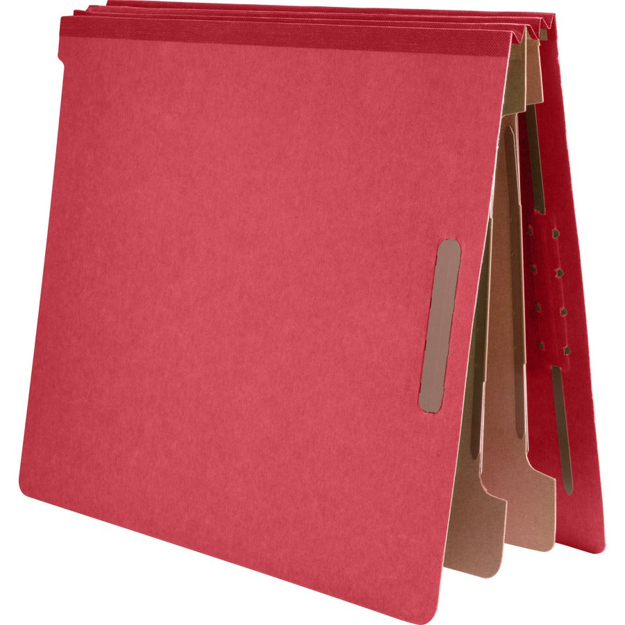 Nature Saver Letter Recycled Classification Folder - 8 1/2" x 11" - End Tab Location - 2 Divider(s) - Fiberboard - Bright Red - 100% Recycled - 10 / Box