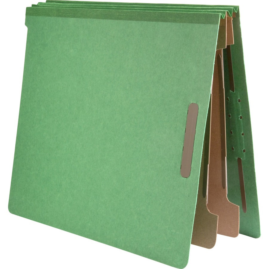 Nature Saver Letter Recycled Classification Folder - 8 1/2" x 11" - End Tab Location - 2 Divider(s) - Fiberboard - Green - 100% Recycled - 10 / Box
