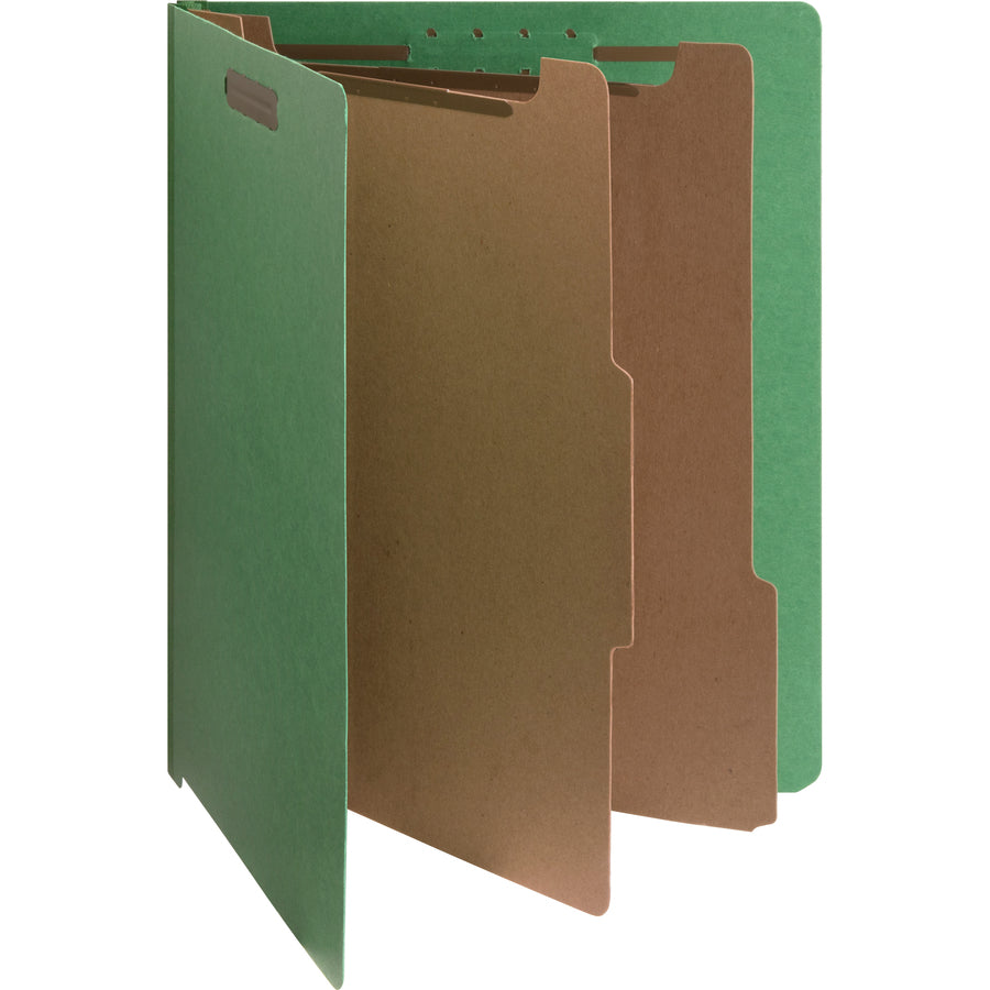 Nature Saver Letter Recycled Classification Folder - 8 1/2" x 11" - End Tab Location - 2 Divider(s) - Fiberboard - Green - 100% Recycled - 10 / Box - 