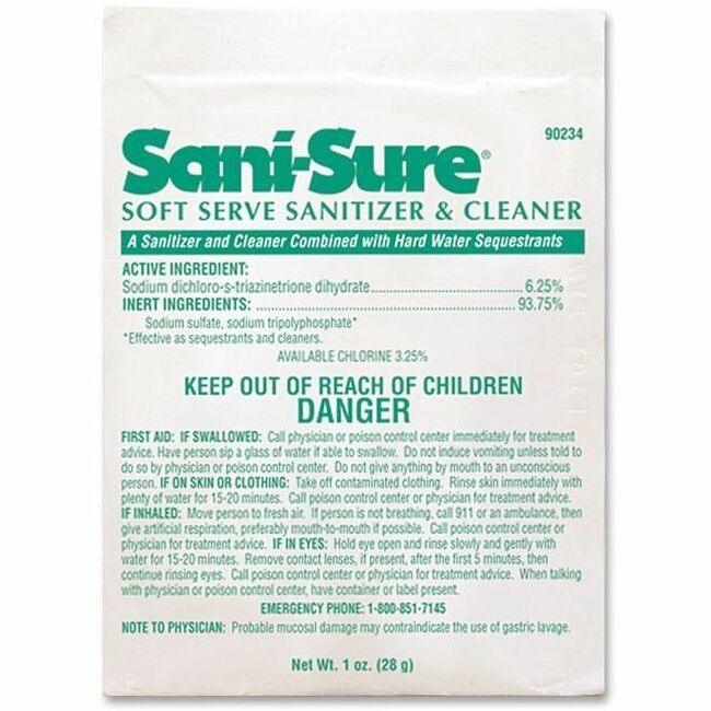 Diversey Soft-Serve Sanitizer Cleaner - For Yogurt Maker - 0.99 oz (0.06 lb) - Chlorine Scent - 100 / Carton - White