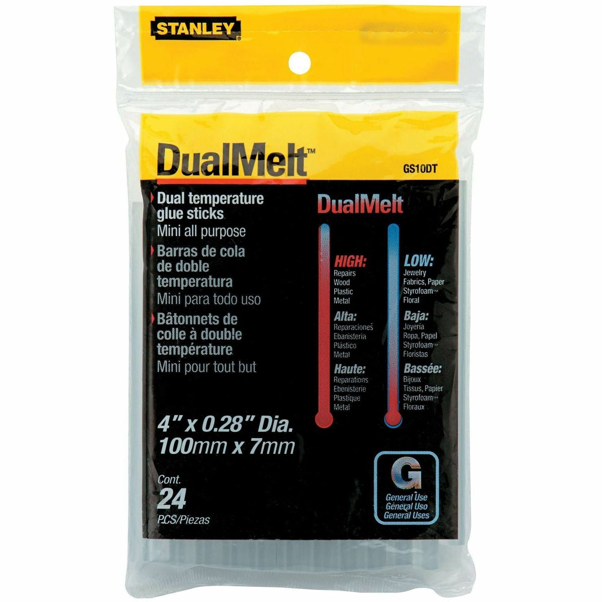 Dual Temperature Mini Glue Sticks, 0.28" x 4", Dries Clear, 24/Pack
