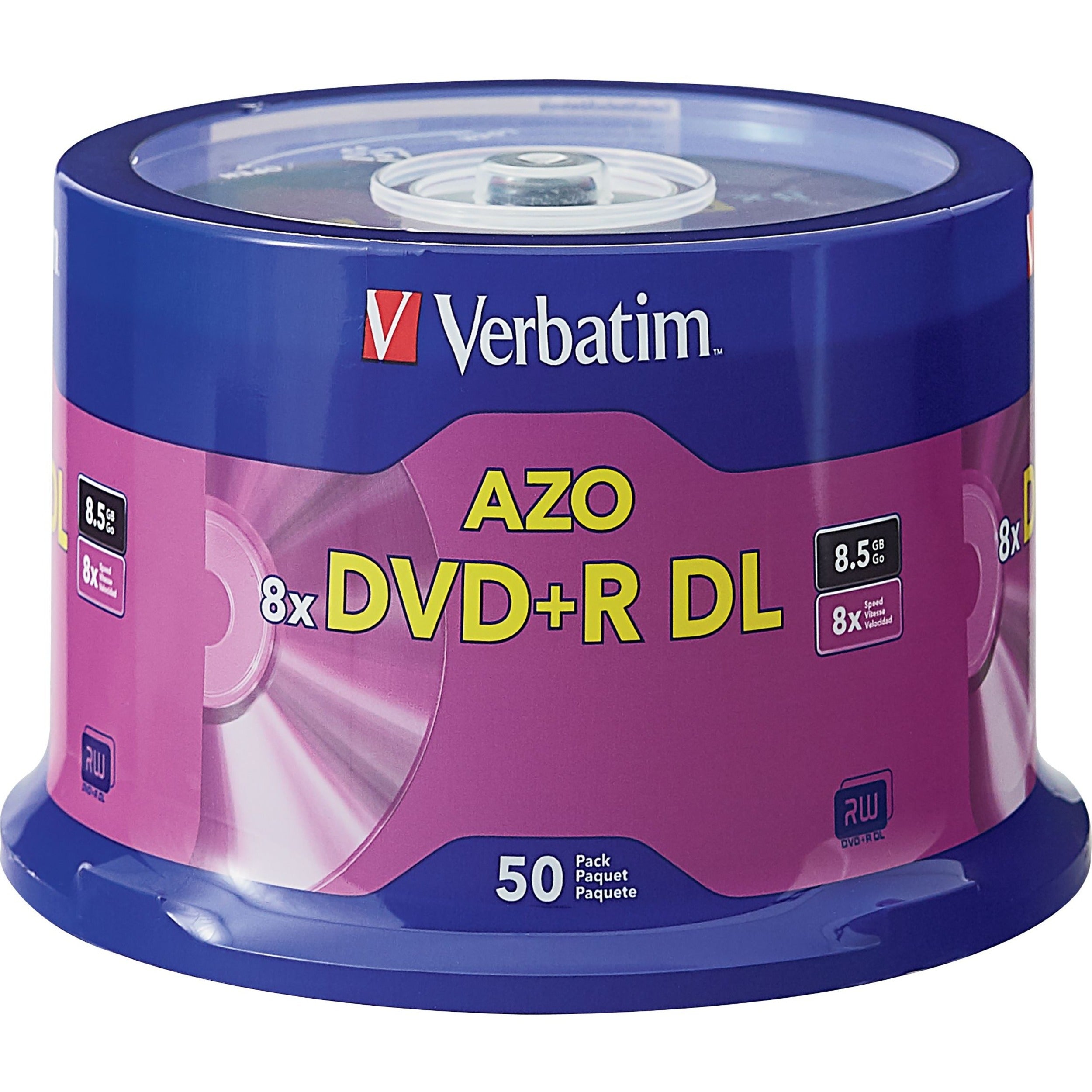 verbatim-dvd-recordable-media-dvd+r-dl-8x-850-gb-50-pack-spindle-120mm-4-hour-maximum-recording-time_ver97000 - 1
