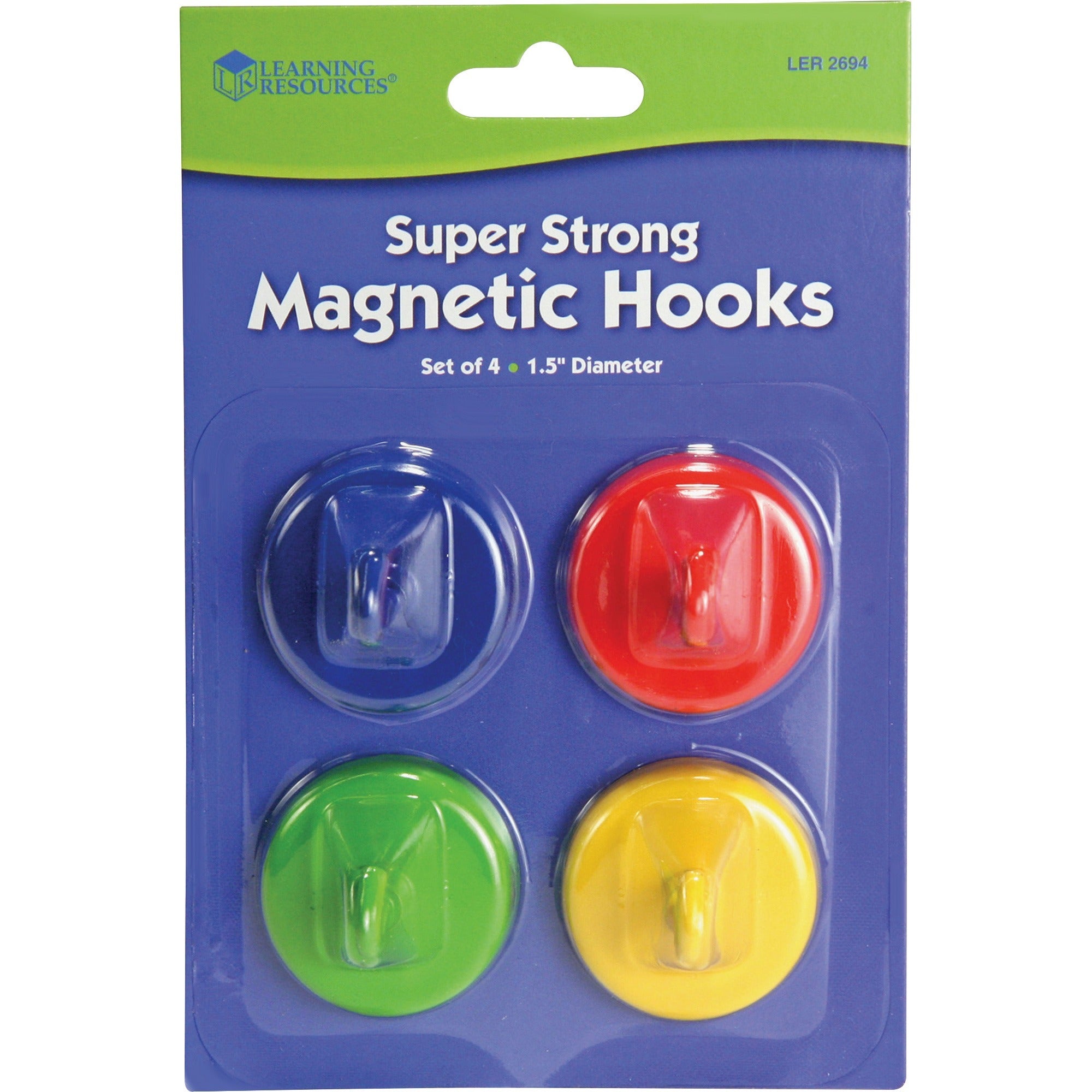 learning-resources-super-strong-magnetic-hooks-set-for-pocket-chart-flip-book-hall-pass-decoration-metal-red-blue-green-yellow-4-pack_lrnler2694 - 1