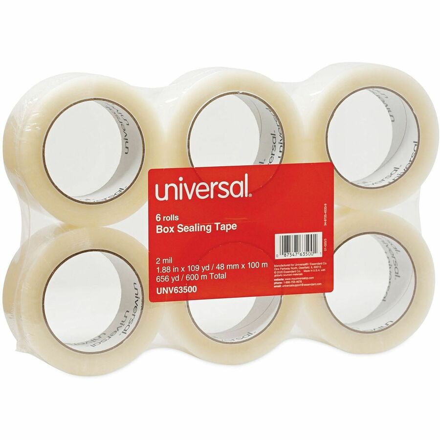 General-Purpose Box Sealing Tape, 3" Core, 1.88" x 110 yds, Clear, 6/Pack
