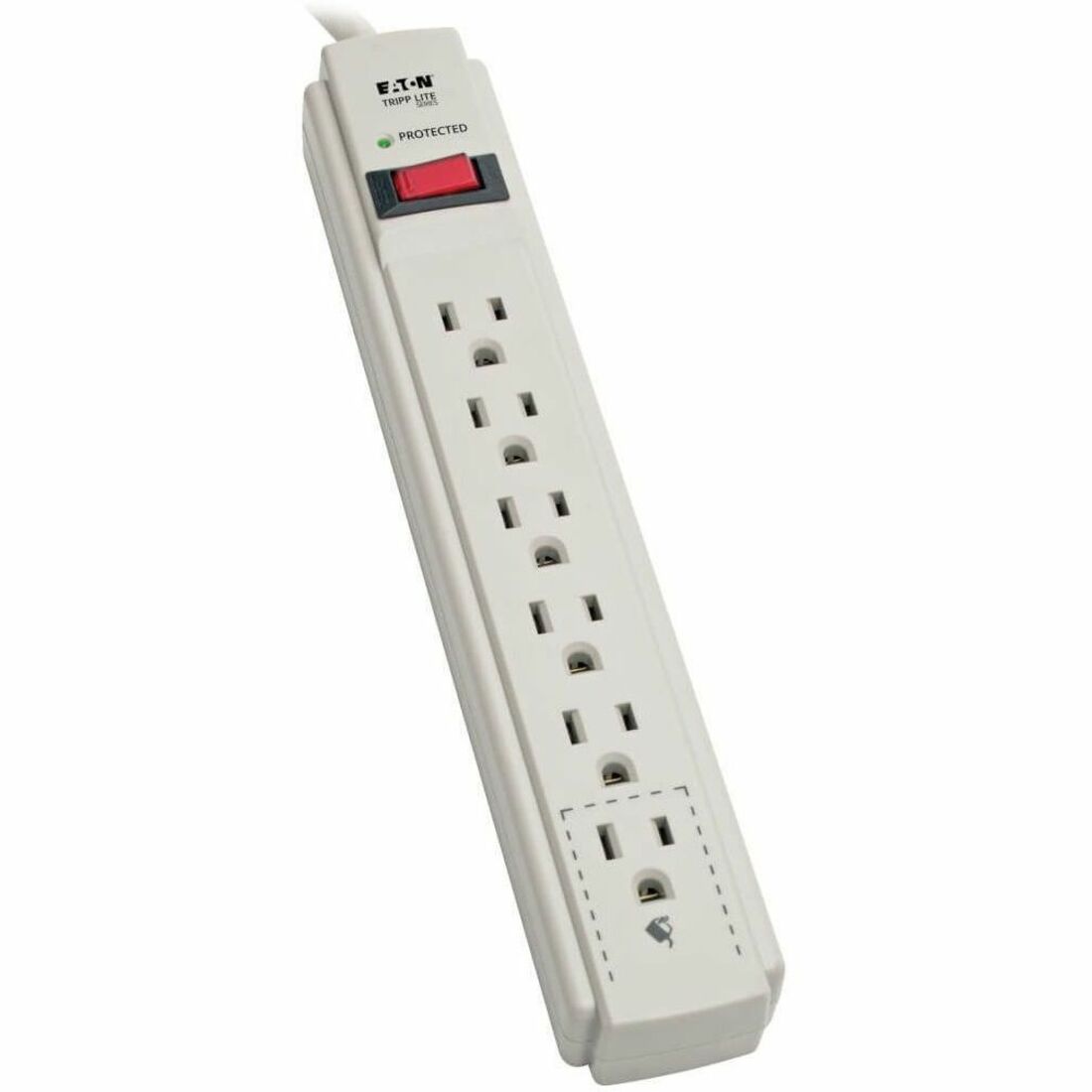 Protect It! Surge Protector, 6 AC Outlets, 15 ft Cord, 790 J, Light Gray