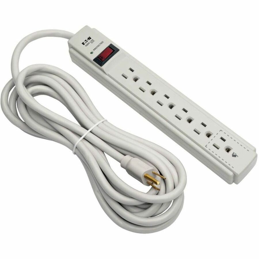 Protect It! Surge Protector, 6 AC Outlets, 15 ft Cord, 790 J, Light Gray