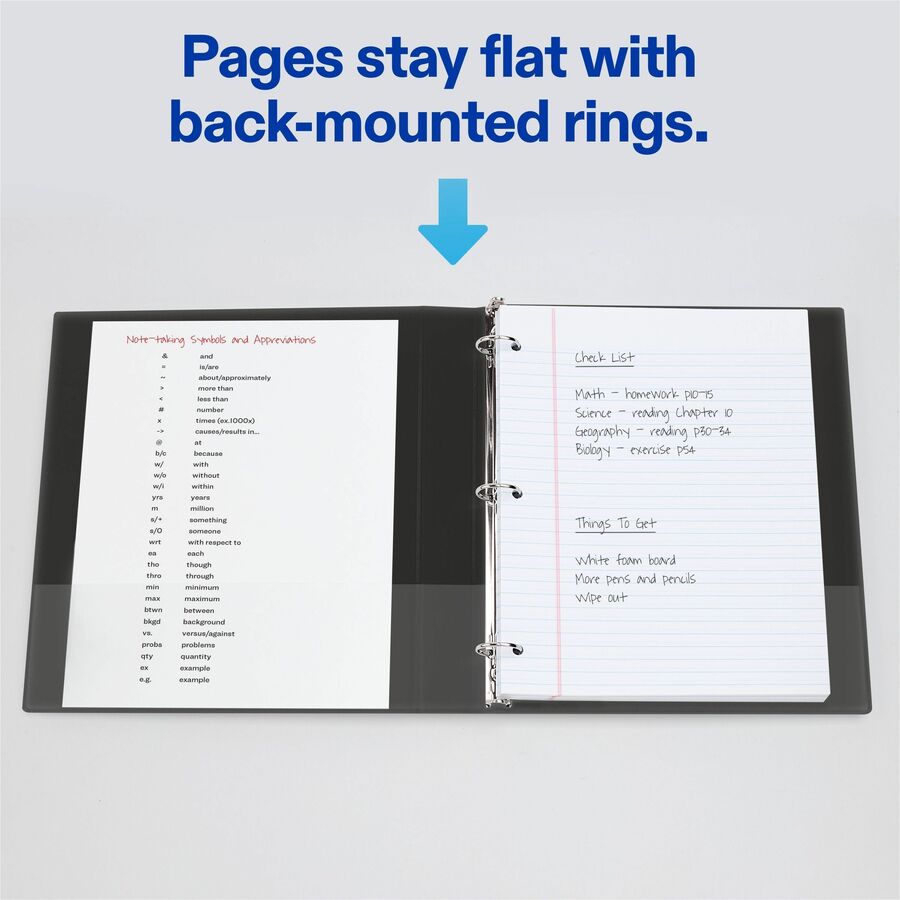 Mini Size Durable View Binder with Round Rings, 3 Rings, 1" Capacity, 8.5 x 5.5, Black