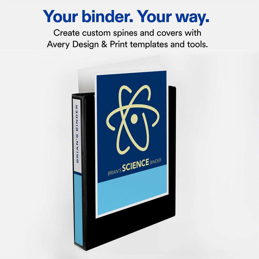 Mini Size Durable View Binder with Round Rings, 3 Rings, 1" Capacity, 8.5 x 5.5, Black