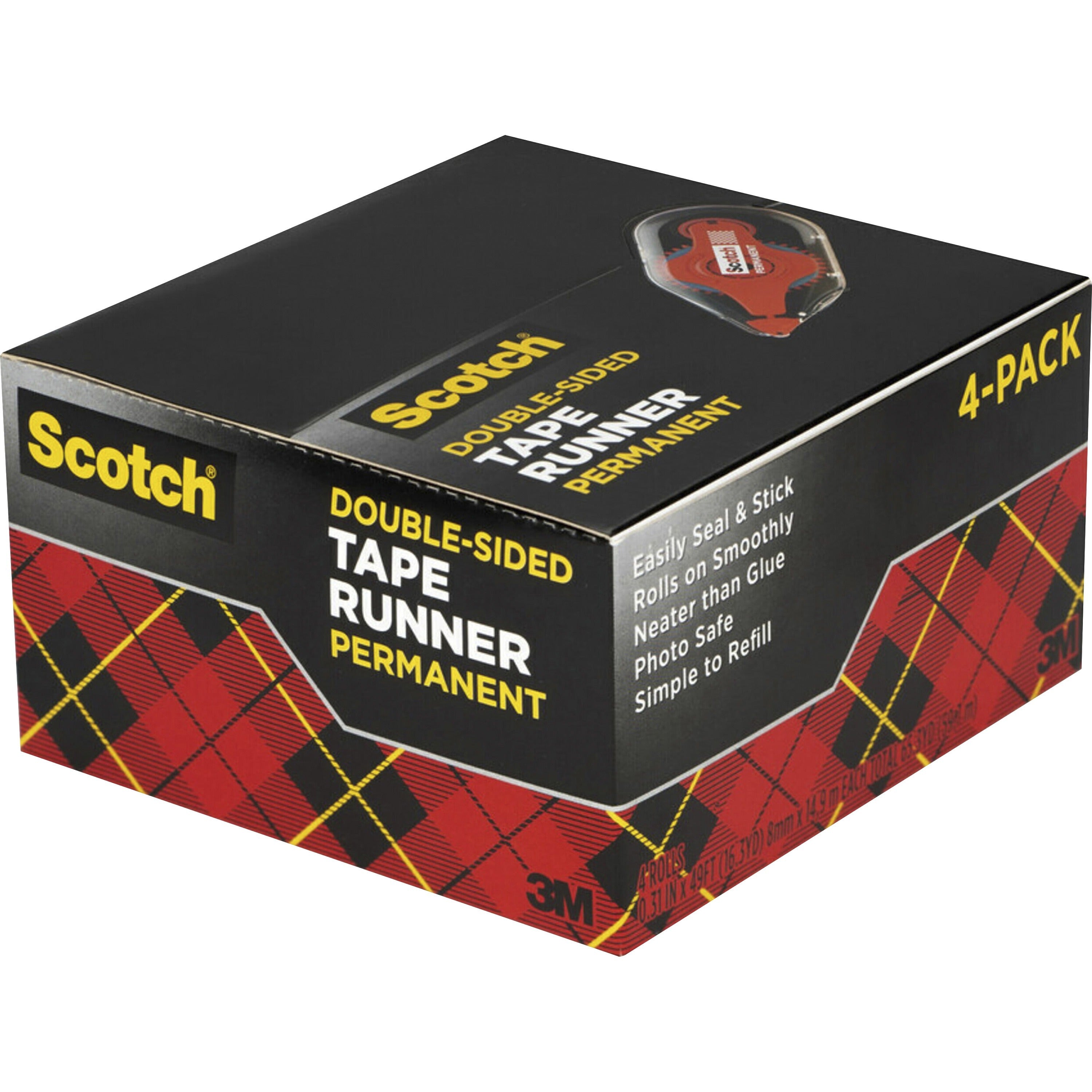 Scotch Double-Sided Tape Runner - 4 / Pack - Clear - 