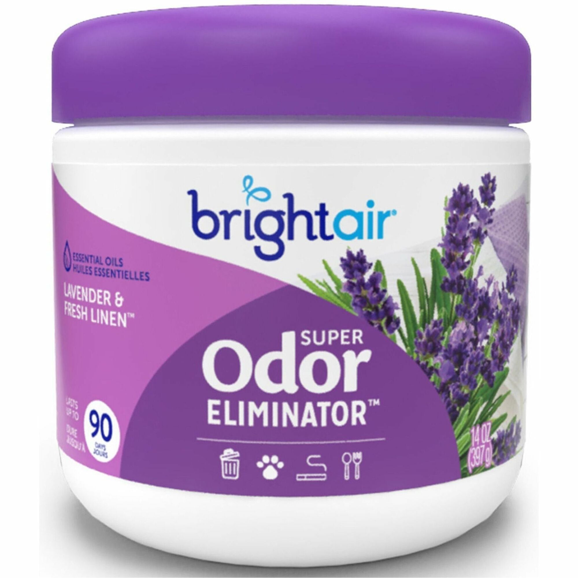 Super Odor Eliminator, Lavender and Fresh Linen, Purple, 14 oz Jar