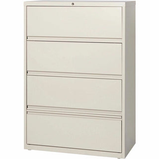 Lorell Fortress Lateral File with Roll-Out Shelf - 36" x 18.6" x 52.5" - 4 x Drawer(s) for File - Letter, Legal, A4 - Ball-bearing Suspension, Interlocking, Heavy Duty, Recessed Handle, Leveling Glide - Putty - Metal - Recycled
