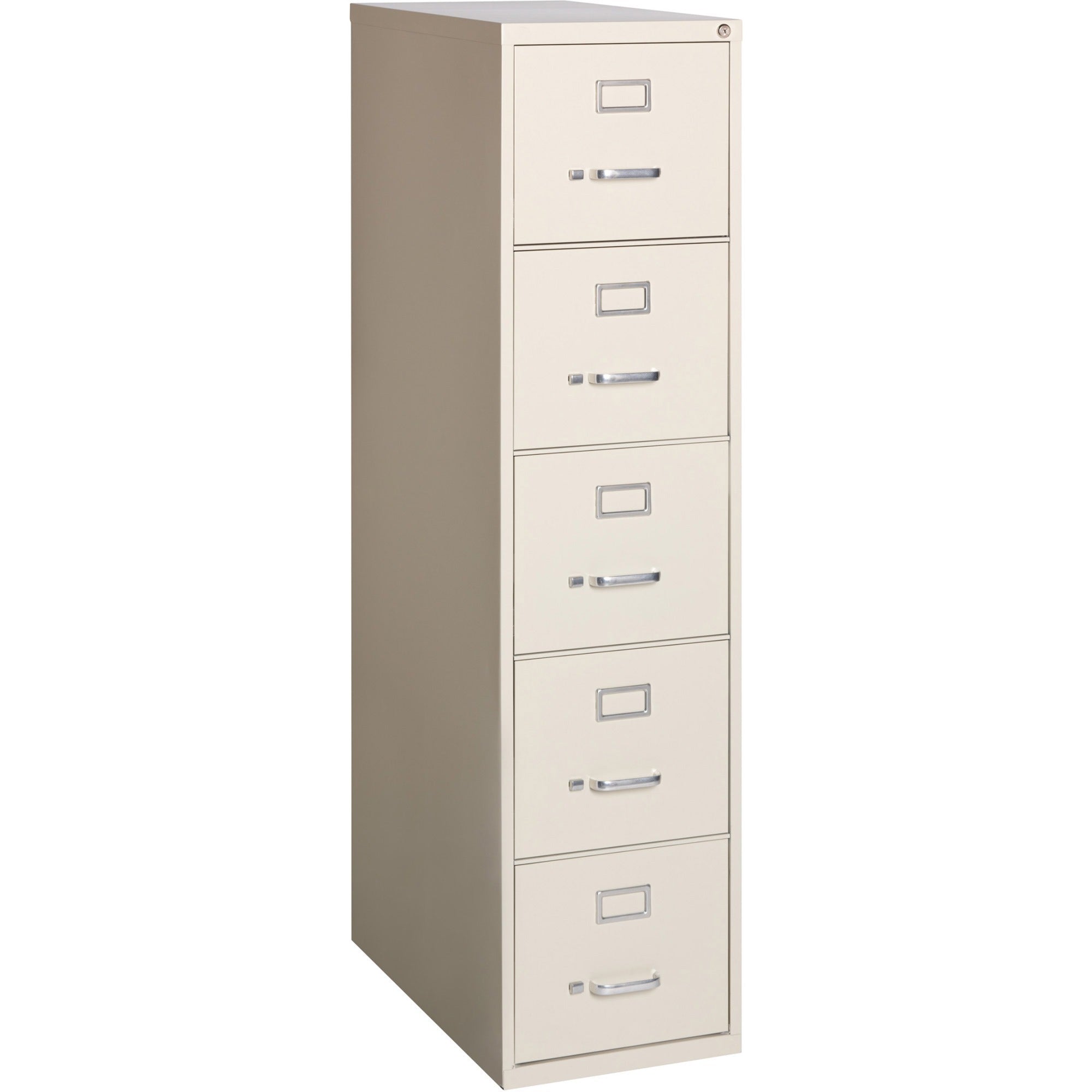 Lorell Fortress Series 26-1/2" Commercial-Grade Vertical File Cabinet - 15" x 26.5" x 61" - 5 x Drawer(s) for File - Letter - Vertical - Ball-bearing Suspension, Heavy Duty, Security Lock - Putty - Steel - Recycled - 