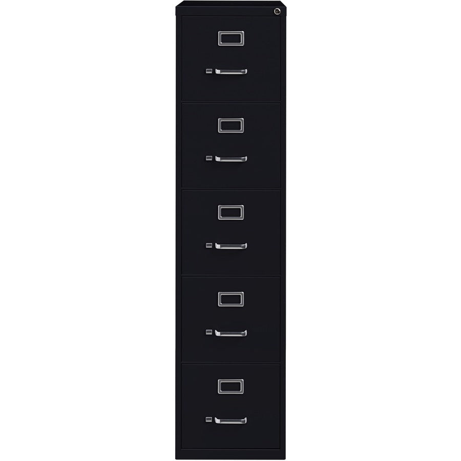 Lorell Fortress Series 26-1/2" Commercial-Grade Vertical File Cabinet - 15" x 26.5" x 61.6" - 5 x Drawer(s) for File - Letter - Vertical - Heavy Duty, Security Lock, Ball-bearing Suspension - Black - Steel - Recycled