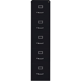 Lorell Fortress Series 26-1/2" Commercial-Grade Vertical File Cabinet - 15" x 26.5" x 61.6" - 5 x Drawer(s) for File - Letter - Vertical - Heavy Duty, Security Lock, Ball-bearing Suspension - Black - Steel - Recycled