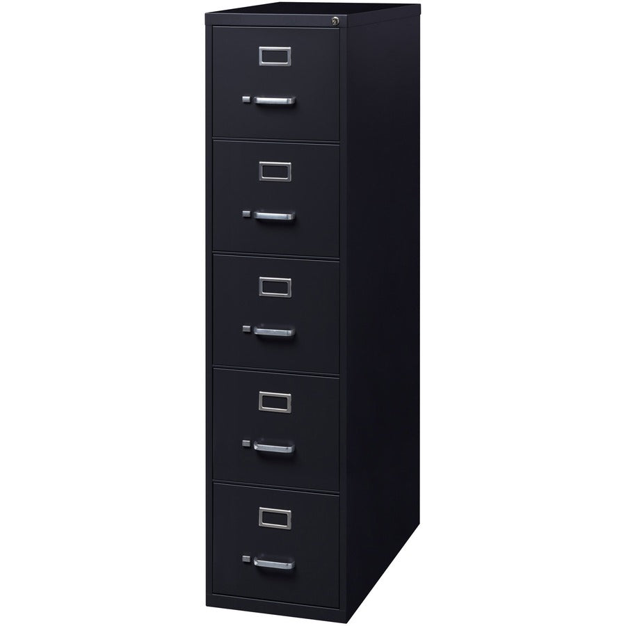 Lorell Fortress Series 26-1/2" Commercial-Grade Vertical File Cabinet - 15" x 26.5" x 61.6" - 5 x Drawer(s) for File - Letter - Vertical - Heavy Duty, Security Lock, Ball-bearing Suspension - Black - Steel - Recycled