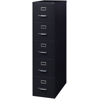 Lorell Fortress Series 26-1/2" Commercial-Grade Vertical File Cabinet - 15" x 26.5" x 61.6" - 5 x Drawer(s) for File - Letter - Vertical - Heavy Duty, Security Lock, Ball-bearing Suspension - Black - Steel - Recycled