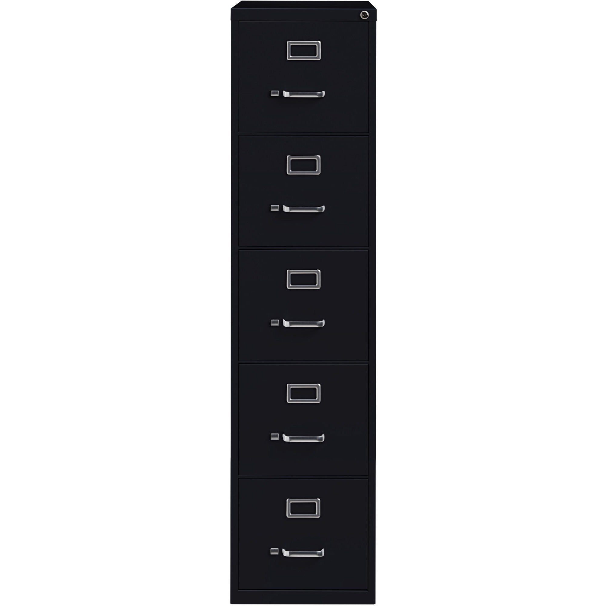 Lorell Fortress Series 26-1/2" Commercial-Grade Vertical File Cabinet - 15" x 26.5" x 61.6" - 5 x Drawer(s) for File - Letter - Vertical - Heavy Duty, Security Lock, Ball-bearing Suspension - Black - Steel - Recycled - 