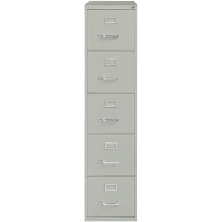 Lorell Fortress Series 26-1/2" Commercial-Grade Vertical File Cabinet - 15" x 26.5" x 61.6" - 5 x Drawer(s) for File - Letter - Vertical - Security Lock, Ball-bearing Suspension, Heavy Duty - Light Gray - Steel - Recycled