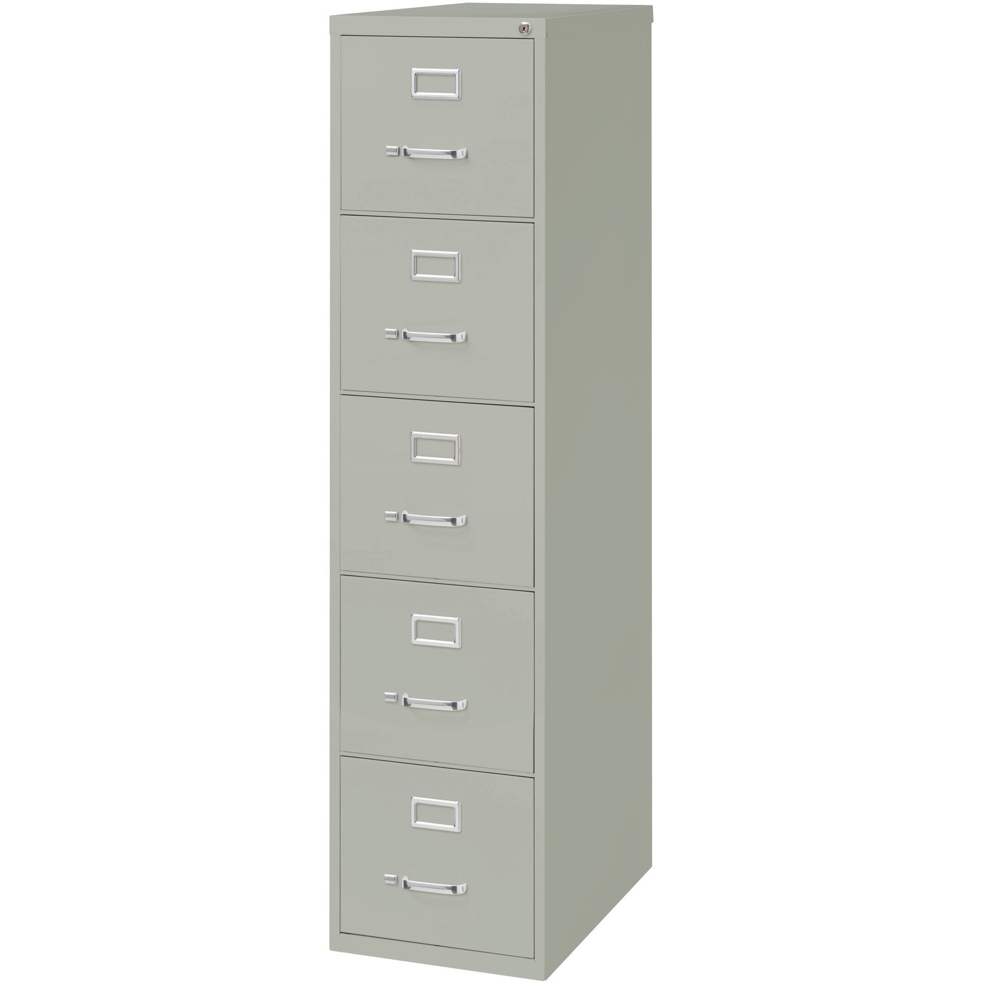 Lorell Fortress Series 26-1/2" Commercial-Grade Vertical File Cabinet - 15" x 26.5" x 61.6" - 5 x Drawer(s) for File - Letter - Vertical - Security Lock, Ball-bearing Suspension, Heavy Duty - Light Gray - Steel - Recycled - 