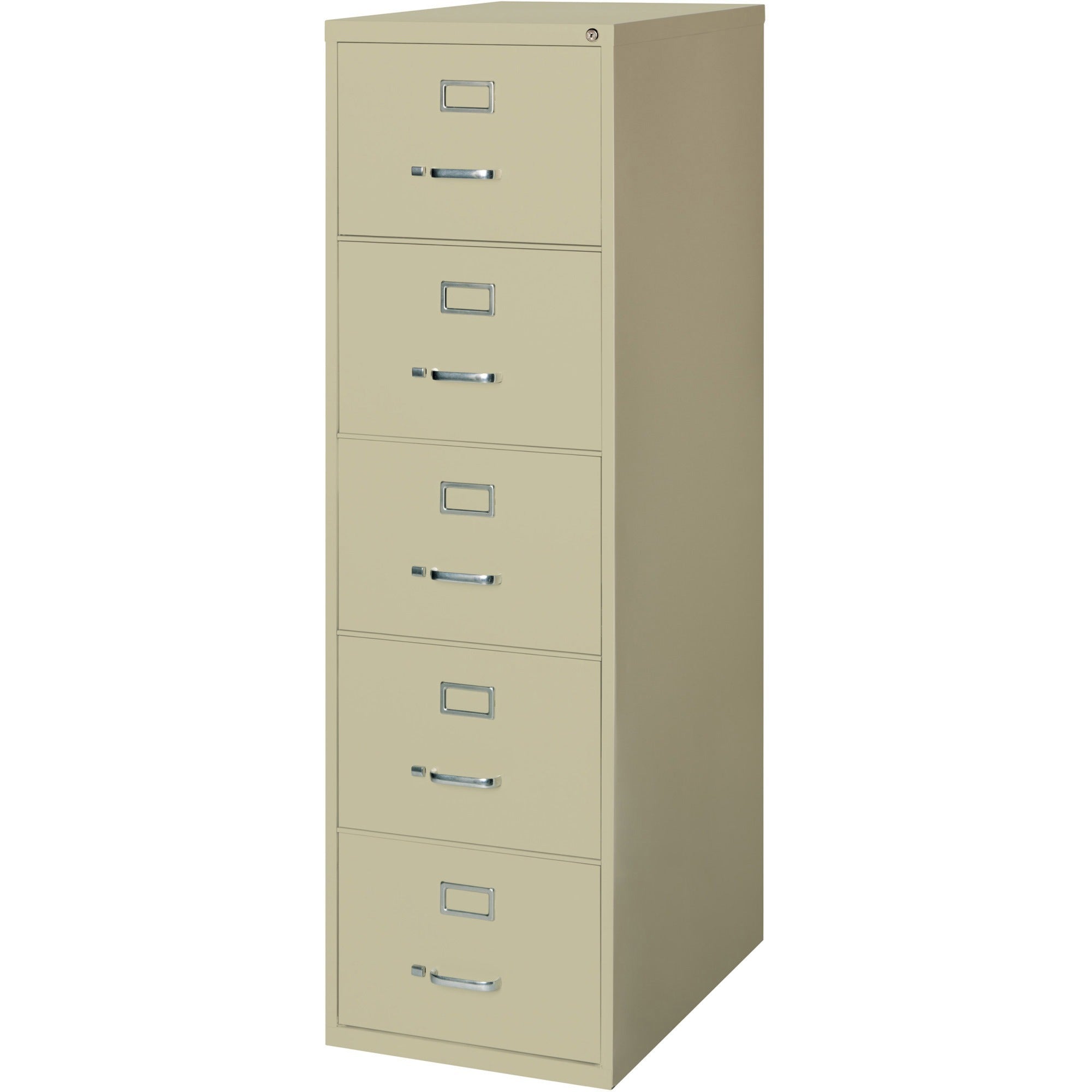 Lorell Fortress Series 26-1/2" Commercial-Grade Vertical File Cabinet - 18" x 26.5" x 61" - 5 x Drawer(s) for File - Legal - Vertical - Ball-bearing Suspension, Security Lock, Heavy Duty - Putty - Steel - Recycled - 