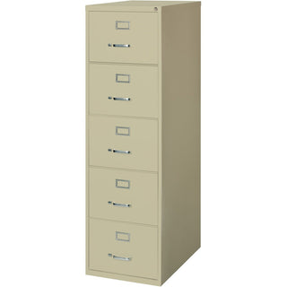 Lorell Fortress Series 26-1/2" Commercial-Grade Vertical File Cabinet - 18" x 26.5" x 61" - 5 x Drawer(s) for File - Legal - Vertical - Ball-bearing Suspension, Security Lock, Heavy Duty - Putty - Steel - Recycled
