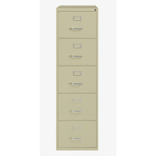 Lorell Fortress Series 26-1/2" Commercial-Grade Vertical File Cabinet - 18" x 26.5" x 61" - 5 x Drawer(s) for File - Legal - Vertical - Ball-bearing Suspension, Security Lock, Heavy Duty - Putty - Steel - Recycled