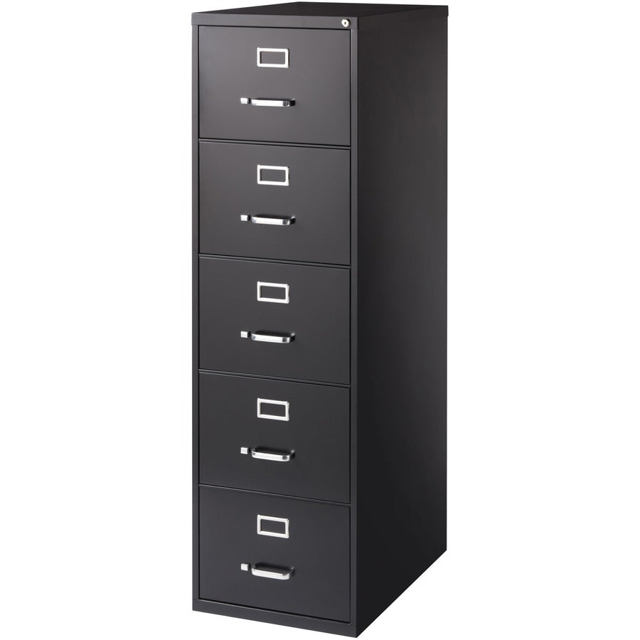 Lorell Fortress Series 26-1/2" Commercial-Grade Vertical File Cabinet - 18" x 26.5" x 61" - 5 x Drawer(s) for File - Legal - Vertical - Heavy Duty, Security Lock, Ball-bearing Suspension - Black - Steel - Recycled