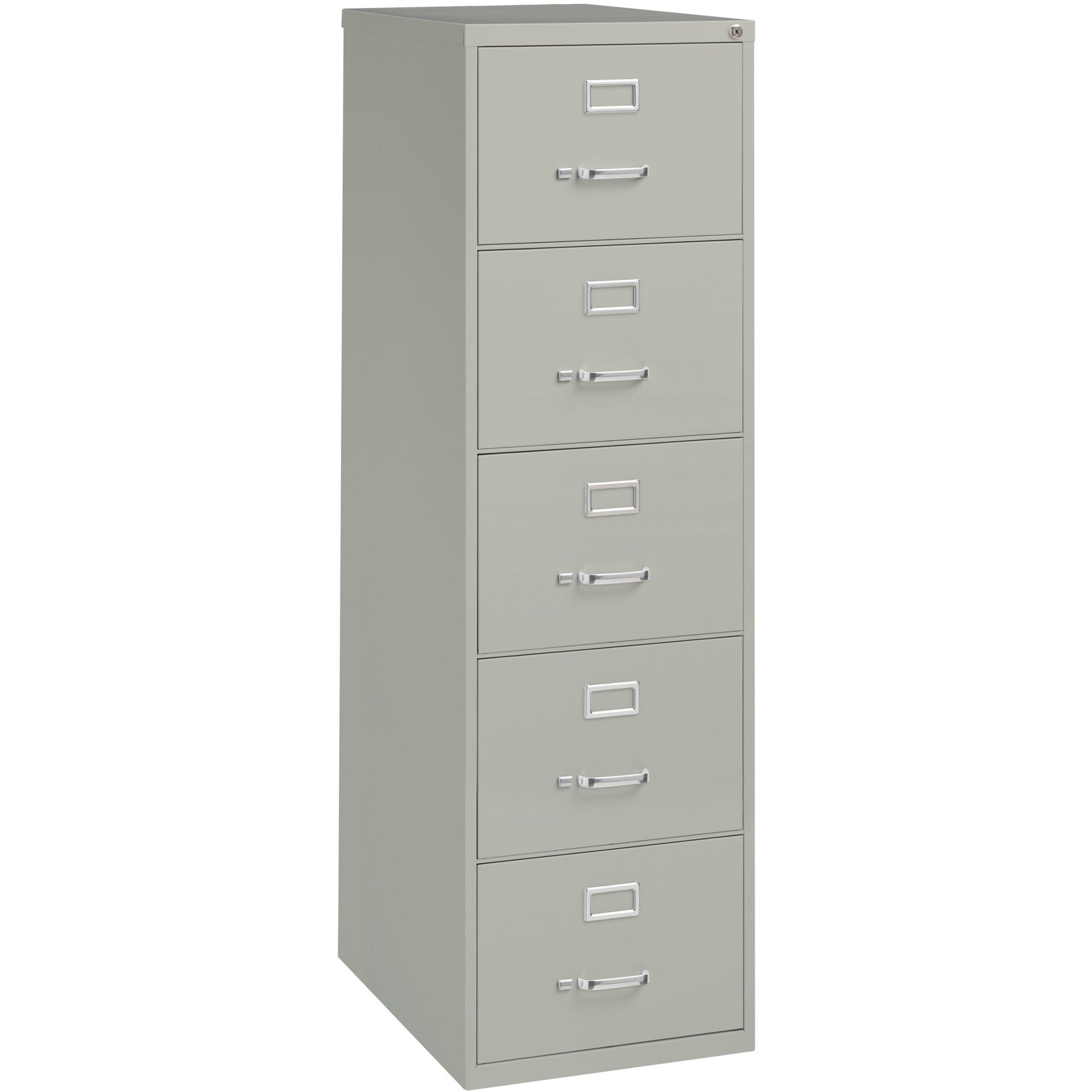 Lorell Fortress Series 26-1/2" Commercial-Grade Vertical File Cabinet - 18" x 26.5" x 61" - 5 x Drawer(s) for File - Legal - Vertical - Security Lock, Heavy Duty, Ball-bearing Suspension - Light Gray - Steel - Recycled - 