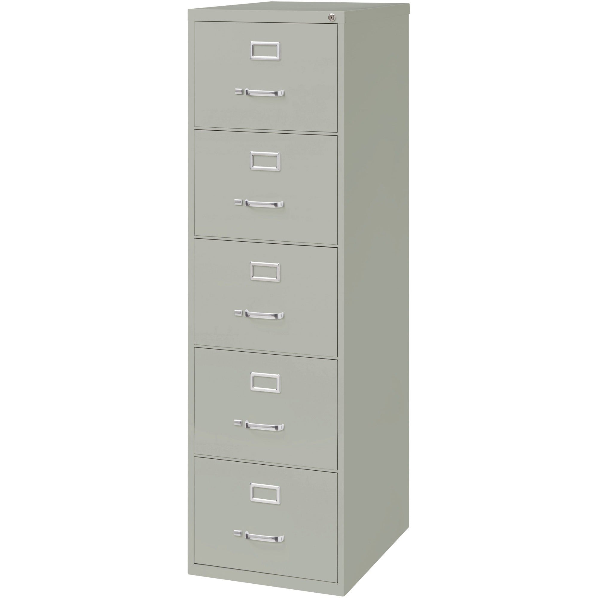 Lorell Fortress Series 26-1/2" Commercial-Grade Vertical File Cabinet - 18" x 26.5" x 61" - 5 x Drawer(s) for File - Legal - Vertical - Security Lock, Heavy Duty, Ball-bearing Suspension - Light Gray - Steel - Recycled - 