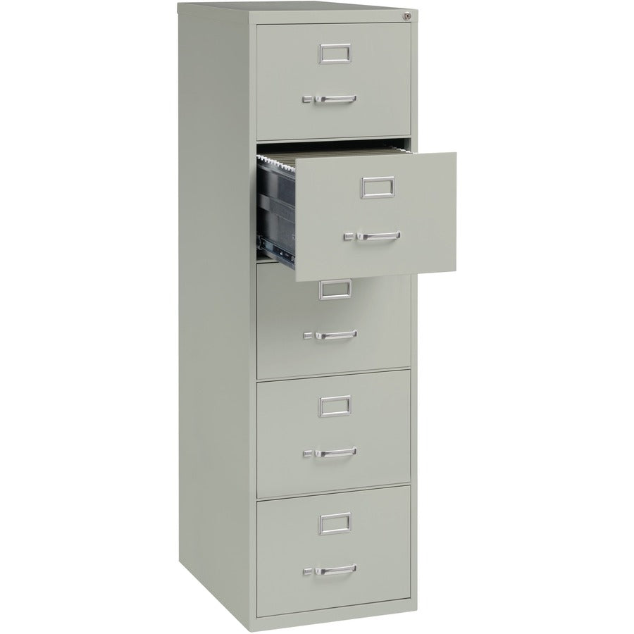 Lorell Fortress Series 26-1/2" Commercial-Grade Vertical File Cabinet - 18" x 26.5" x 61" - 5 x Drawer(s) for File - Legal - Vertical - Security Lock, Heavy Duty, Ball-bearing Suspension - Light Gray - Steel - Recycled
