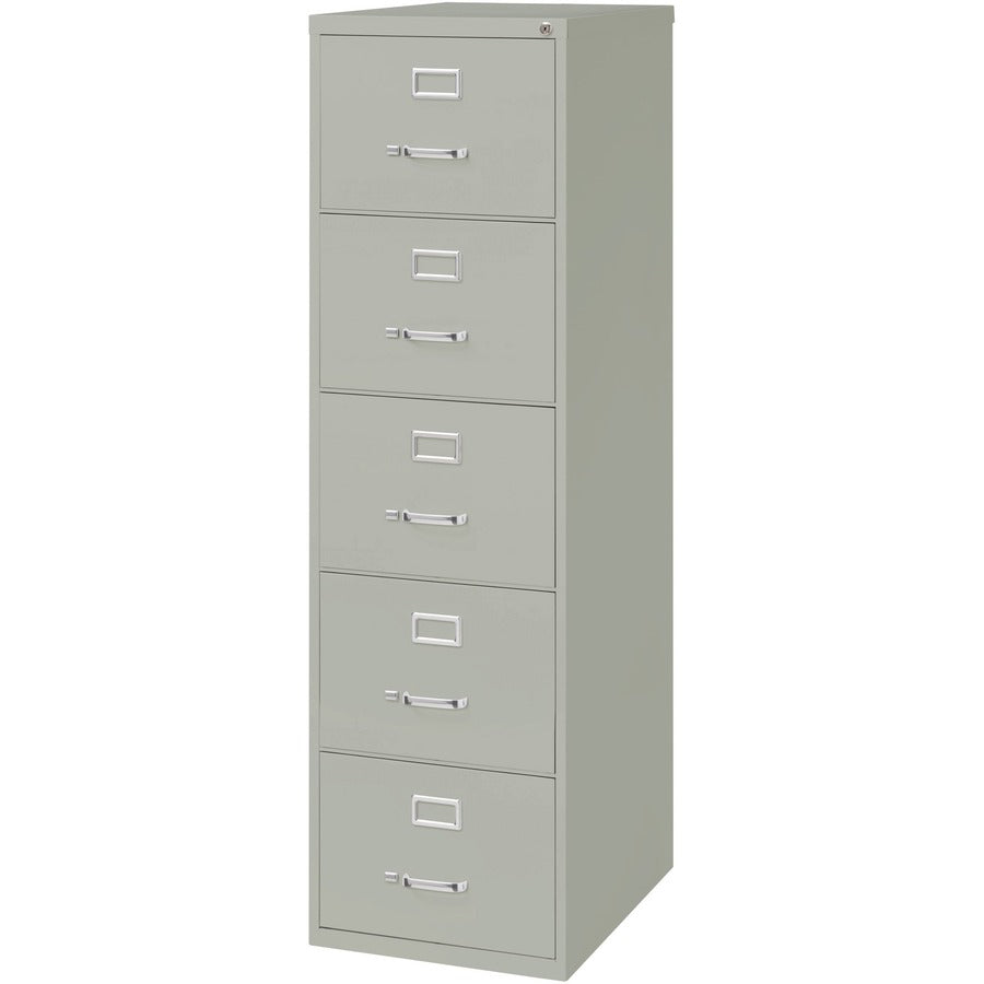 Lorell Fortress Series 26-1/2" Commercial-Grade Vertical File Cabinet - 18" x 26.5" x 61" - 5 x Drawer(s) for File - Legal - Vertical - Security Lock, Heavy Duty, Ball-bearing Suspension - Light Gray - Steel - Recycled