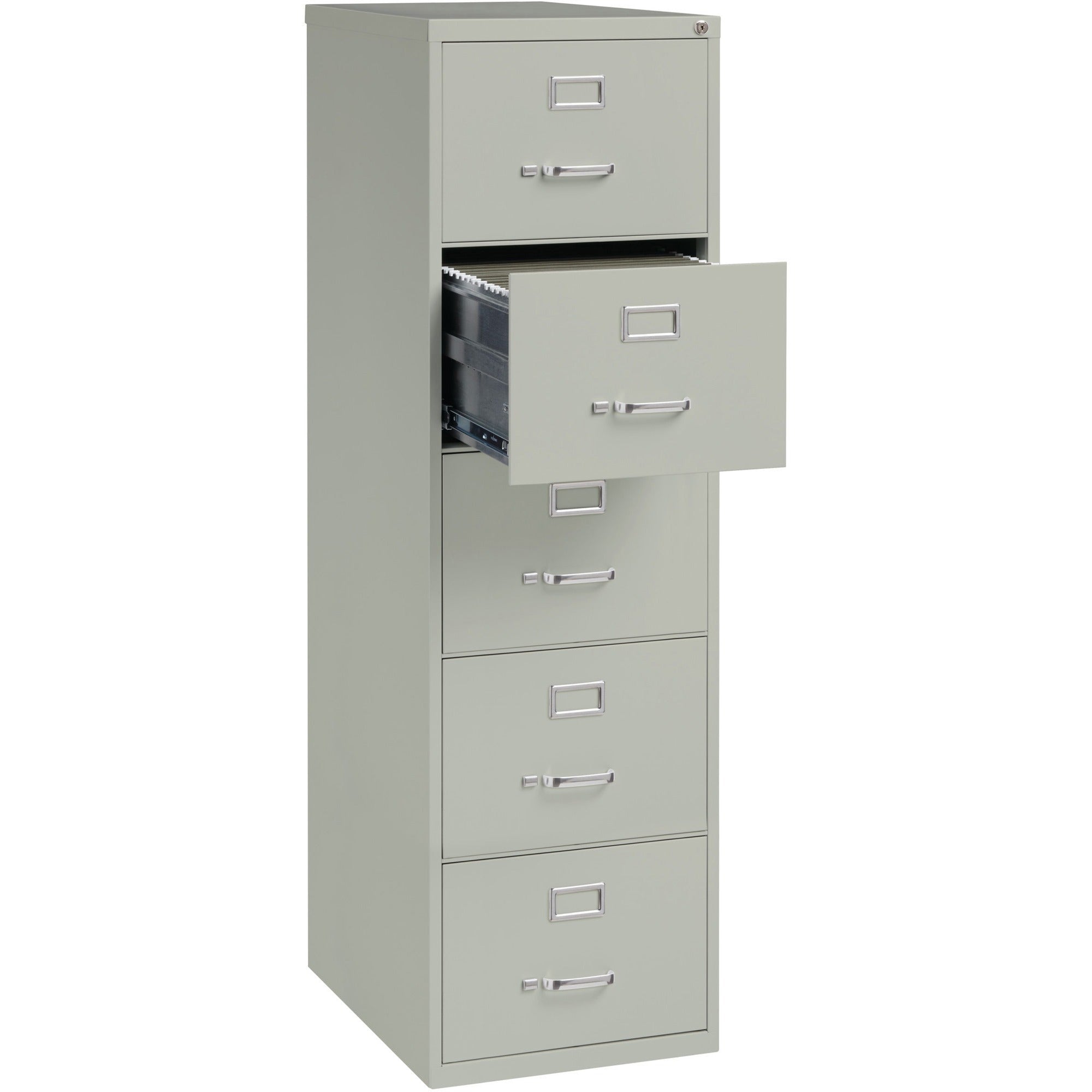 Lorell Fortress Series 26-1/2" Commercial-Grade Vertical File Cabinet - 18" x 26.5" x 61" - 5 x Drawer(s) for File - Legal - Vertical - Security Lock, Heavy Duty, Ball-bearing Suspension - Light Gray - Steel - Recycled - 