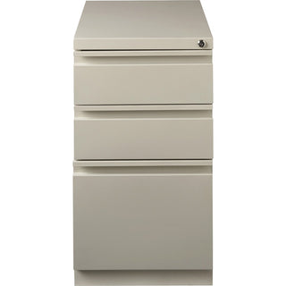 Lorell 20" Box/Box/File Mobile File Cabinet with Full-Width Pull - 15" x 20" x 27.8" - Letter - Ball-bearing Suspension, Security Lock, Recessed Handle - Putty - Steel - Recycled