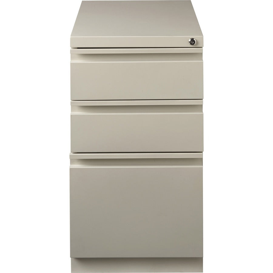 Lorell 20" Box/Box/File Mobile File Cabinet with Full-Width Pull - 15" x 20" x 27.8" - Letter - Ball-bearing Suspension, Security Lock, Recessed Handle - Putty - Steel - Recycled