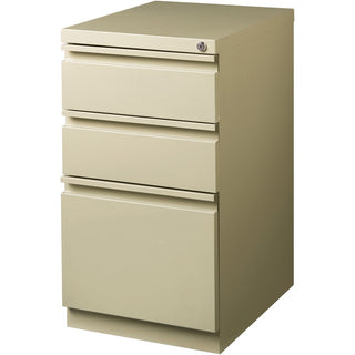 Lorell 20" Box/Box/File Mobile File Cabinet with Full-Width Pull - 15" x 20" x 27.8" - Letter - Ball-bearing Suspension, Security Lock, Recessed Handle - Putty - Steel - Recycled